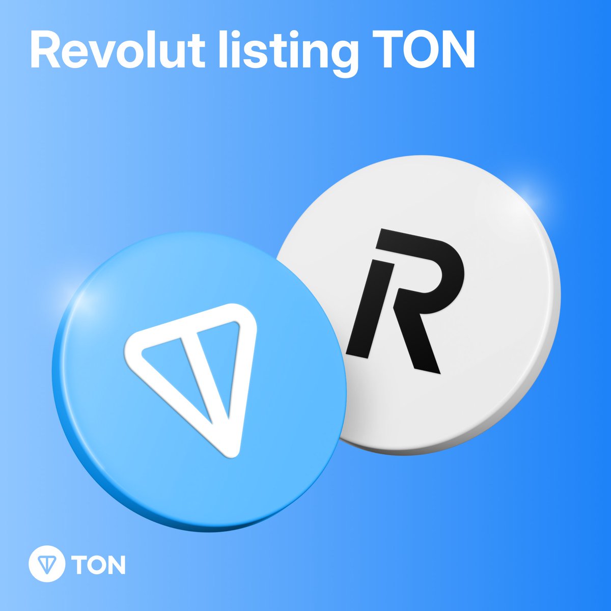 🔈 Revolut lists $TON!

TON is now available for trading on <a href="/RevolutApp/">Revolut</a>, the global fintech platform with over 45M customers, for UK and EU users. Soon, retail users in AU, NZ, BR, and SG, along with business users in the UK and EEA, will also be able to trade.