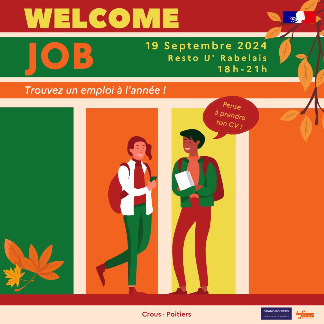 🎉 Deux événements à ne pas manquer la semaine prochaine avec le Crous et ses partenaires de la vie étudiante !
📅 Mardi 17/09 : Cosmic Bingo au Musée Sainte-Croix
🔗 crous-poitiers.fr/espace-presse/…
📅 Jeudi 19/09 : Welcome Job au Resto U' Rabelais
🔗 crous-poitiers.fr/espace-presse/…
