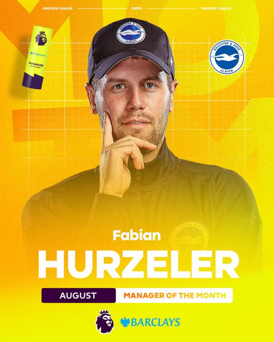 🚨🇩🇪 OFFICIAL: Fabian Hürzeler wins Manager of the Month in his first season in the Premier League!

Well deserved 💯 and more to come…

#bhafc