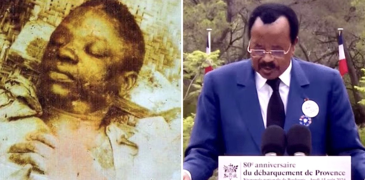 Nath_Yamb's tweet image. À l’invitation de Macron, Paul Biya a su déplacer ses pieds jusqu’à la nécropole de St-Raphael-Boulouris il y a un mois, pour aller rendre hommage aux combattants africains qui sont morts pour libérer la France lors de la 2e guerre mondiale. 

Mais depuis 42 ans qu’il dirige le…