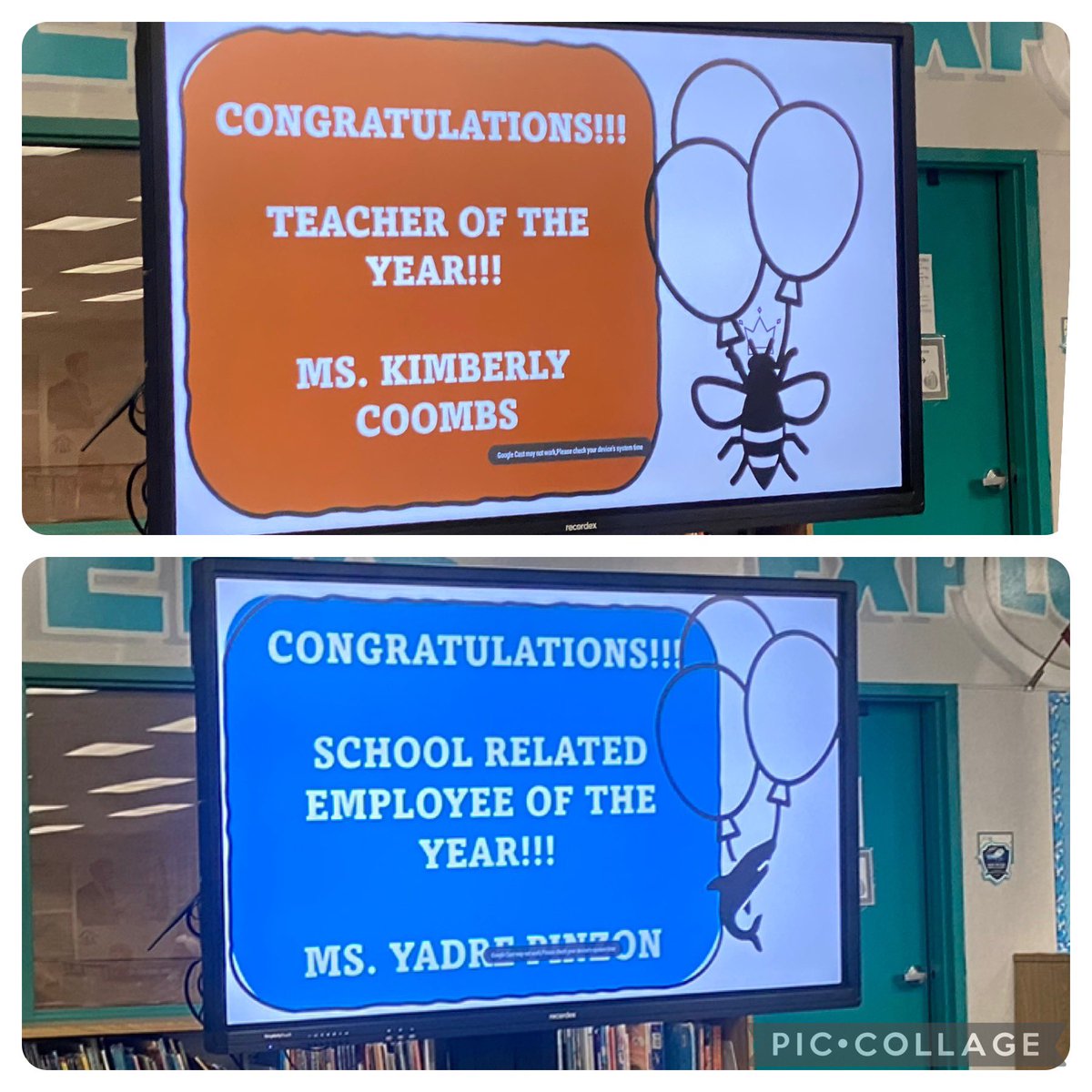 NewRiverMiddle's tweet photo. Congratulations to the 2024-2025 Employee of the year Yadre Pinzon  and Teacher of the Year Kimberly Coombs!! Thank you for all you do everyday  at New River Middle!🎉 https://t.co/nRo0Kk90Vy