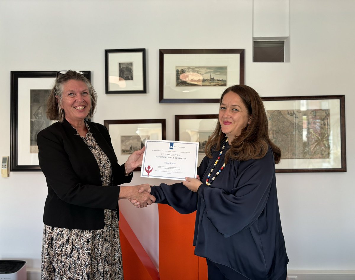 Our ambassador <a href="/Karin_Boven/">Karin Boven</a> had an insightful and open exchange with Blert Morina who has won the Embassy Tulip🌷award and is still on the race for Central Human Rights Tulip 🇳🇱🌷Award, and with Luljeta Demolli who is the runner up winner of the Embassy Tulip🌷Award.