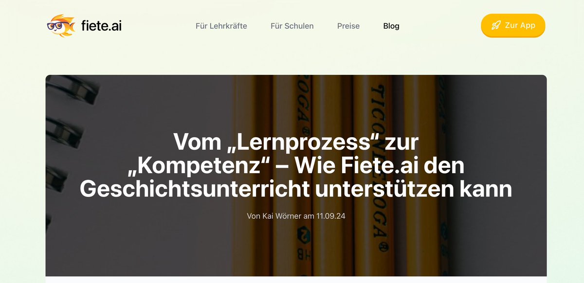 Out now: Wie @FieteAi den Geschichtsunterricht unterstützen kann/könnte, lest ihr auf dem Blog 👉🏻 fiete.ai/blog/vom-lernp… #Geschichte #Twlz #KI #BayernEdu
