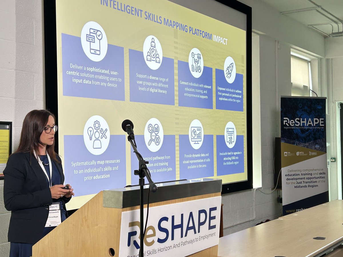 ReSHAPE Project (@reshapeskills) on Twitter photo Dr <a href="/FBoyle10/">Fiona Boyle</a> from <a href="/MTU_ie/">Munster Technological University</a> speaking about the aims of the ReSHAPE project and how it plans to transform employment, education and enterprise in the Midlands Region
<a href="/EUJTF_ie/">EU Just Transition Fund in Ireland</a> <a href="/EMRAssembly/">Eastern & Midland RA</a> <a href="/Dept_ECC/">Dept. Environment, Climate and Communications</a> <a href="/pobal/">Pobal</a> <a href="/MTU_ie/">Munster Technological University</a> <a href="/TUS_ie/">Technological University of the Shannon</a> <a href="/TUS_Athlone_/">TUS Athlone Campus</a> <a href="/UL_GPS/">UL Graduate & Professional Studies</a>
#EUinmyregion #EUJTF Dr <a href="/FBoyle10/">Fiona Boyle</a> from <a href="/MTU_ie/">Munster Technological University</a> speaking about the aims of the ReSHAPE project and how it plans to transform employment, education and enterprise in the Midlands Region
<a href="/EUJTF_ie/">EU Just Transition Fund in Ireland</a> <a href="/EMRAssembly/">Eastern & Midland RA</a> <a href="/Dept_ECC/">Dept. Environment, Climate and Communications</a> <a href="/pobal/">Pobal</a> <a href="/MTU_ie/">Munster Technological University</a> <a href="/TUS_ie/">Technological University of the Shannon</a> <a href="/TUS_Athlone_/">TUS Athlone Campus</a> <a href="/UL_GPS/">UL Graduate & Professional Studies</a>
#EUinmyregion #EUJTF