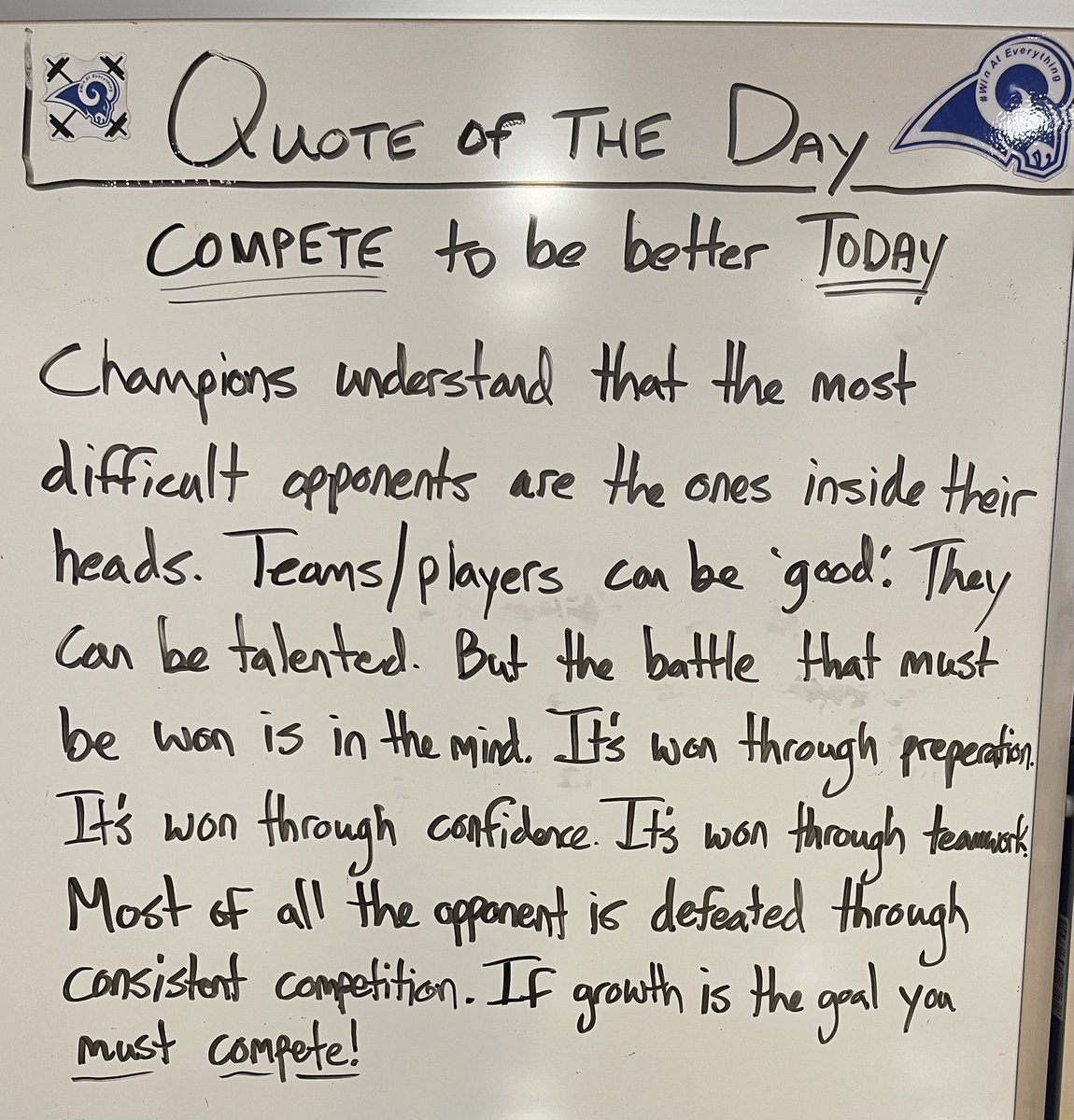 Embrace preparing like a champion TODAY!