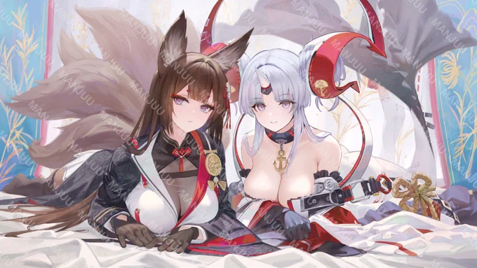アズールレーンの7周年アップデートにて、タイトルイラストを描かせていただきました!透かしのないバージョンはゲーム内でご確認ください。このような機会をいただき、アズールレーンに心より感謝いたします。7周年おめでとうございます#アズールレーン  #アズールレーン7周年 