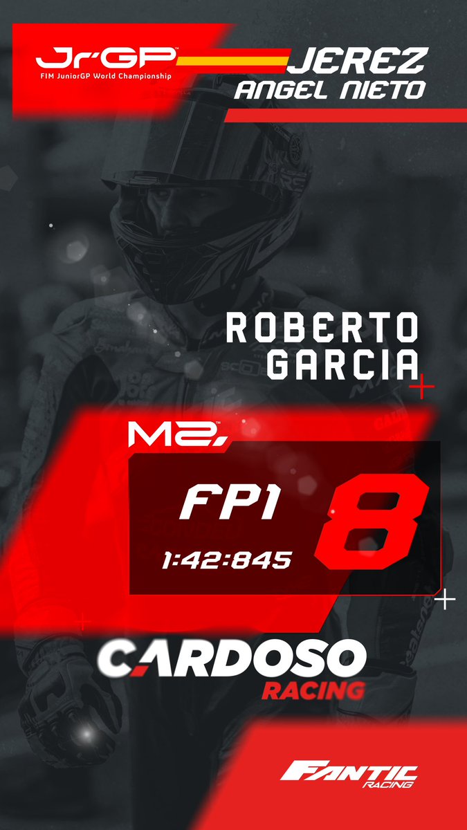 CardosoRacing's tweet photo. 🏁 FP1 

#CardosoRacing #JuniorGP #Moto2 https://t.co/2NKfhvpsJC