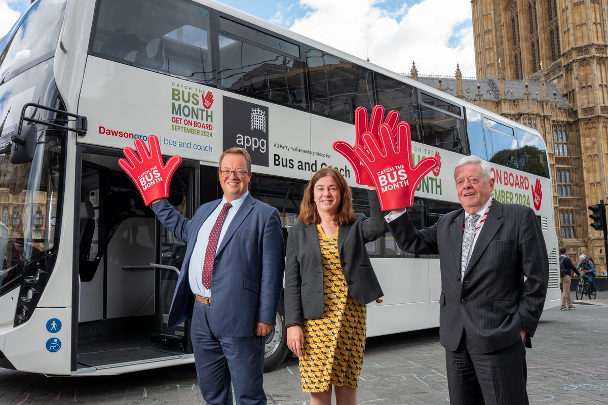 Members of the APPG for Bus &amp; Coach urge people to #GetOnBoard for #CatchTheBusMonth and beyond!