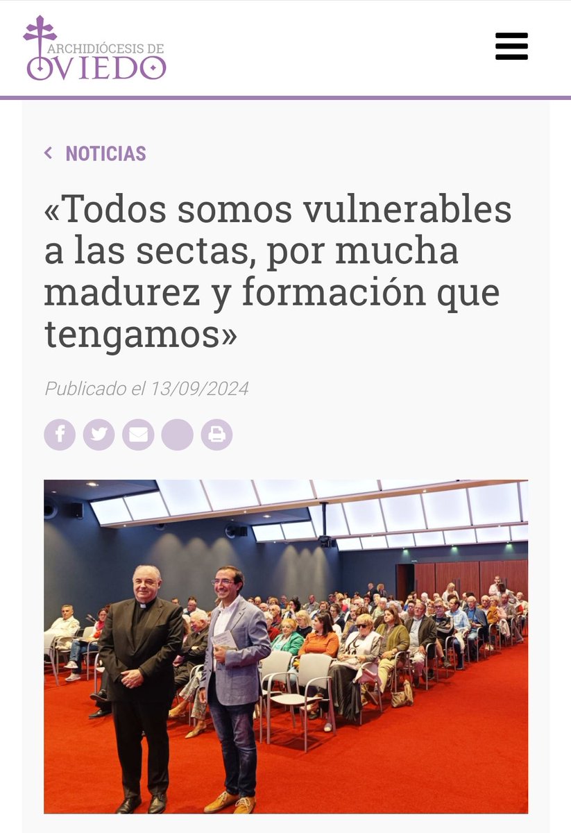 "Todos somos vulnerables a las #sectas". El mejor resumen de esta entrevista que publica hoy <a href="/ArchiOviedo/">Arzobispado Oviedo</a> , y que me hicieron en mi reciente visita a #Oviedo: iglesiadeasturias.org/todos-somos-vu…
<a href="/InfoRIES/">RIES Sectas</a> <a href="/jjfernandezsa/">Jorge Fernández</a> <a href="/jsmofm/">jesus sanz montes</a> <a href="/editorial_bac/">Biblioteca de Autores Cristianos</a> <a href="/prensaCEE/">Of. Información CEE</a> <a href="/xiskya/">Xiskya ن</a> <a href="/SacerdosMariae/">Sacerdos in æternum ✪</a> <a href="/sorluciacaram/">Sor Lucía Caram</a>