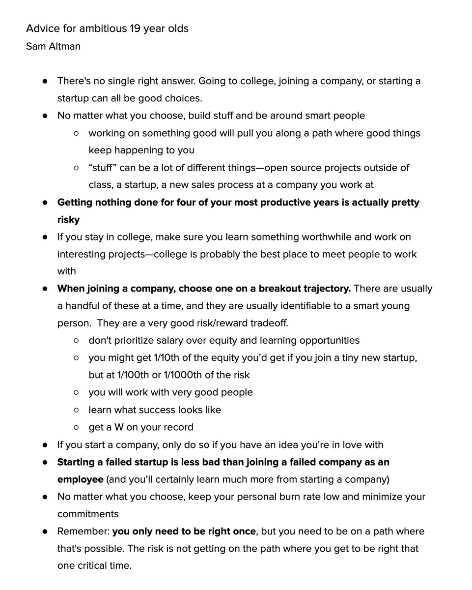 AryanTrivedi_7's tweet photo. Sam Altman advice to college students https://t.co/Ec7PeFzsVn