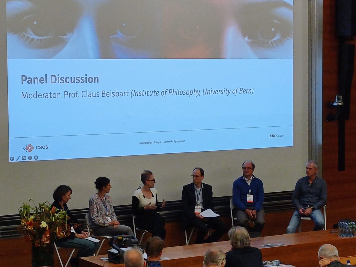 The panel is ready for the discussion to close this exciting Scientific Symposium for the inauguration of #Alps ! We look forward for the great science that Alps will help to achieve! #HPC #AI #ML #weareALPS