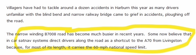 SpokesLothian's tweet image. #SatNav 

We're familiar with SatNavs diverting people through residential areas

Are they also implicated in crashes on rural roads?

--&amp;gt;theedinburghreporter.co.uk/2024/09/no-tra…