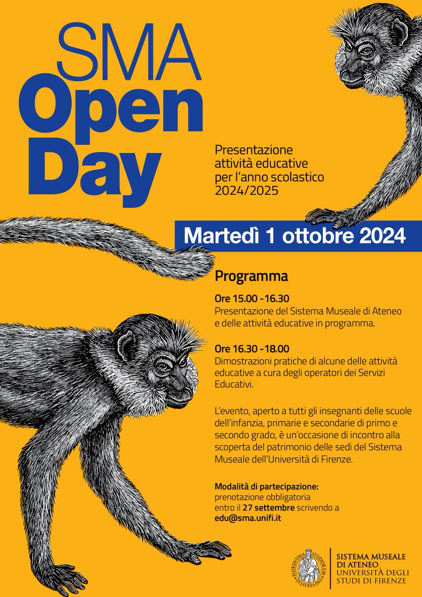 📌Il #1ottobre il Sistema Museale <a href="/UNI_FIRENZE/">Università di Firenze</a> presenta la nuova offerta educativa per l’anno scolastico 2024-2025.

L’evento è aperto a insegnanti delle scuole dell’infanzia, primarie e secondarie di 1° e 2°grado.

Info e prenotazioni👉u.garr.it/buqxa