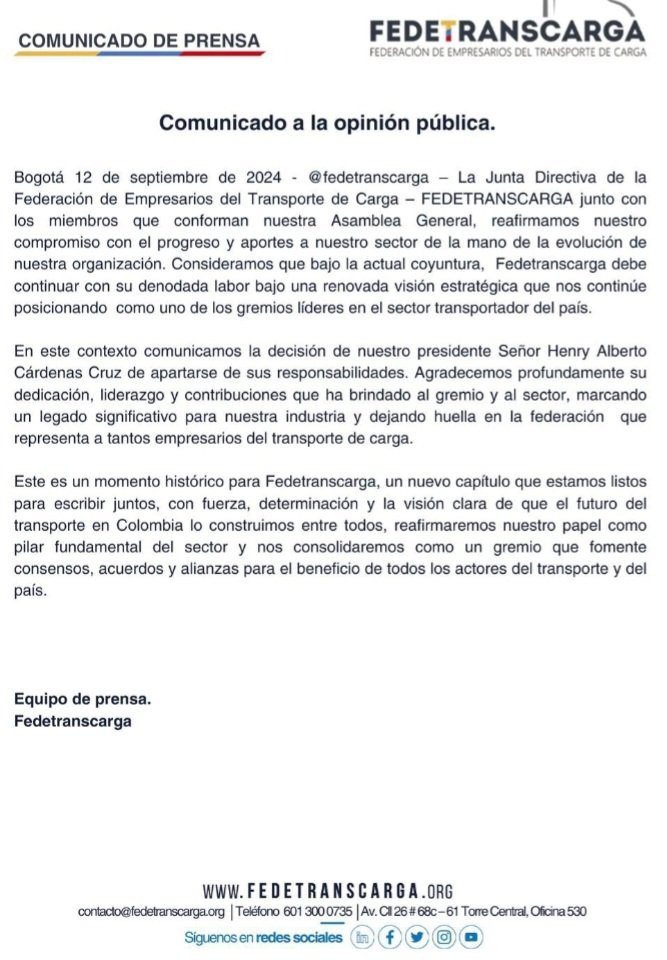 Renunciaron a Henry Cárdenas de Fedetranscarga.
Antes pasaban inadvertidos y por culpa de Cárdenas, ahora están en la lupa del ministerio de trabajo.
Chupe Guadalupe.......