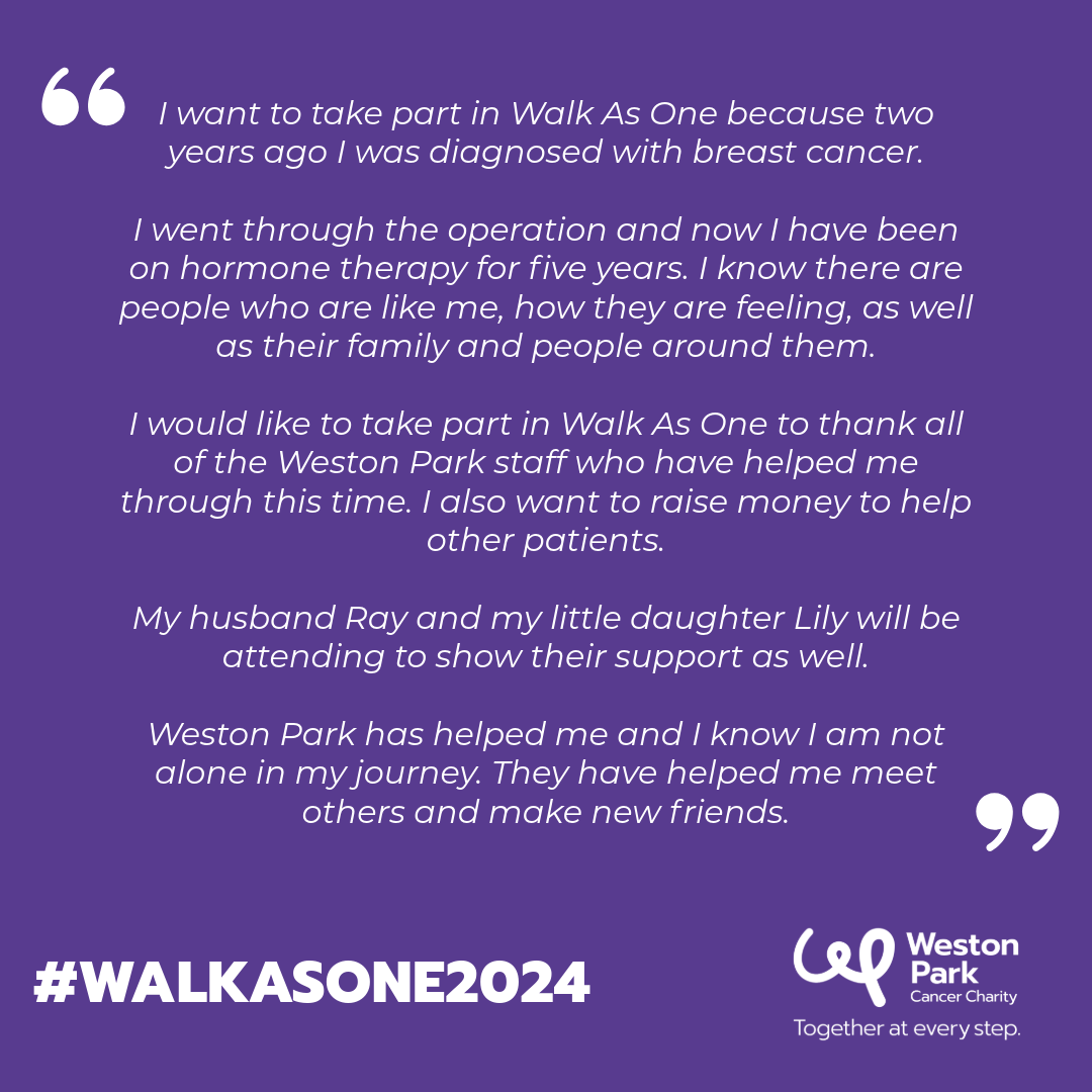 WPCancerCharity's tweet photo. 🚶 This Sunday, hundreds of people will be joining us to complete our annual Walk as One event 🚶
The wonderful Mary is amongst our walkers. She has told us why she will be taking part 💜
https://t.co/9xiws2NZhi
#WalkAsOne #Sheffield #TogetherAtEveryStep https://t.co/YWEtbwCl6N