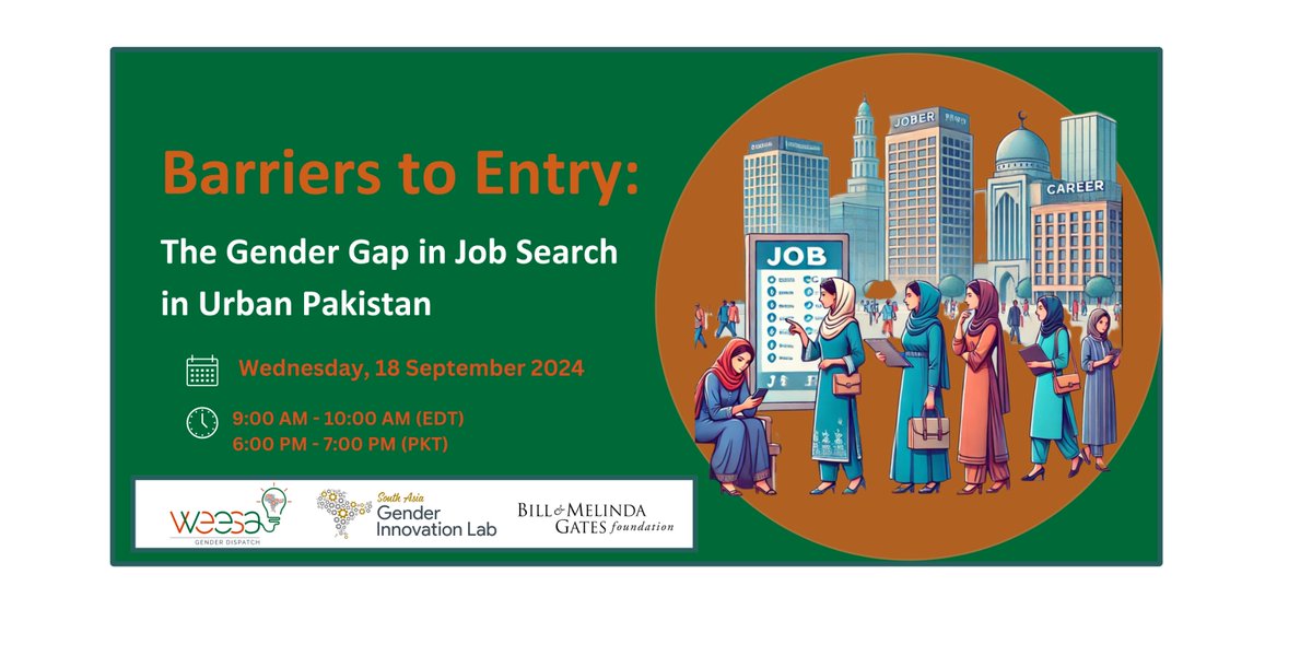 WBG Gender (@wbg_gender) on Twitter photo What drives gender gaps in South Asia’s labor market?
Join us 18 Sept, 9-10 am (ET), to discuss how supply vs. demand constraints impact women’s job opportunities in Pakistan.
Register here: wrld.bg/50JX50Tmjy4 #GenderGap #LaborMarket #WEESA #SARGIL
<a href="/WorldBankSAsia/">World Bank South Asia</a> What drives gender gaps in South Asia’s labor market?
Join us 18 Sept, 9-10 am (ET), to discuss how supply vs. demand constraints impact women’s job opportunities in Pakistan.
Register here: wrld.bg/50JX50Tmjy4 #GenderGap #LaborMarket #WEESA #SARGIL
<a href="/WorldBankSAsia/">World Bank South Asia</a>