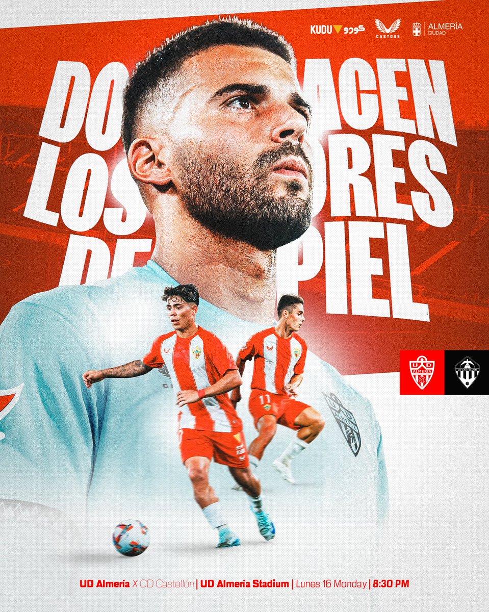 U_D_Almeria's tweet image. 𝐌𝐚𝐭𝐜𝐡𝐝𝐚𝐲  

🏠 ¡Nuestra casa nos espera para luchar todos juntos!  

🆚 @CDCastellon. 
🕣 20:30 h. 
🏟 UD Almería Stadium. 
📺 LALIGA HYPERMOTION TV. 
📻 #UDARadio.  

#VamosAlmería 🔴⚪️ | #AlmeríaCastellón ⚔️