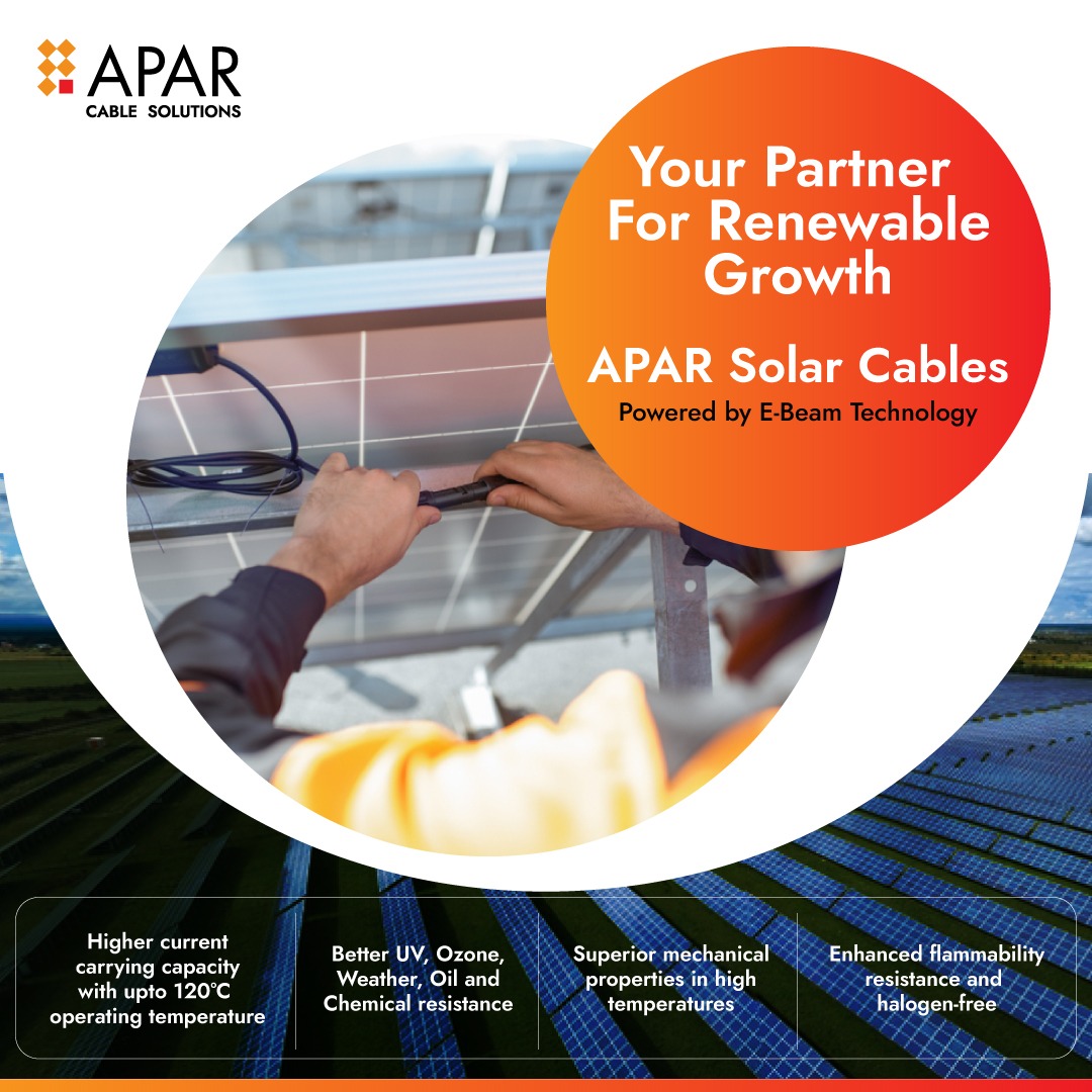 AparLdc's tweet image. APAR Solar Cables, backed by 30 years of expertise and advanced electron beam irradiation technology, are designed to last over 25 years. Ideal for businesses in renewable energy, construction and infrastructure.

#APAR #APARCableSolutions #SustainableFuture #SolarCables