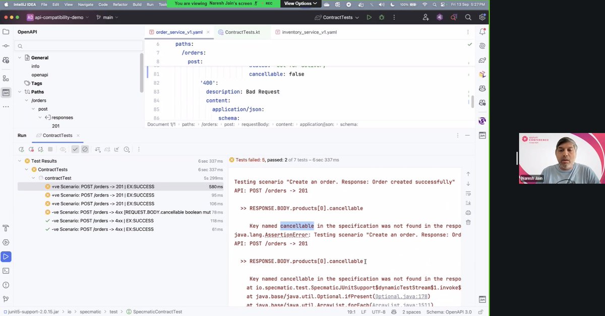 .<a href="/nashjain/">Naresh Jain</a> unpacking the significance of API backward compatibility #live at #AppiumConf 2024, highlighting the game-changing approach of Contract Driven Development for smoother integration and happier users.

#APItesting #CDD #BackwardCompatibility