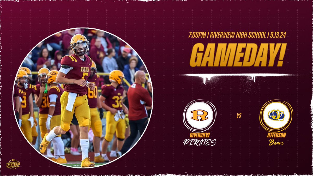 It’s GAMEDAY! Come out and support the boys tonight! #GoBucs 

🆚: Monroe Jefferson Bears 0-2 (0-1)
📍: Riverview Community High School
🕖: 7pm
🎟️: $7
📺: Riverview Football Livestream YouTube Channel