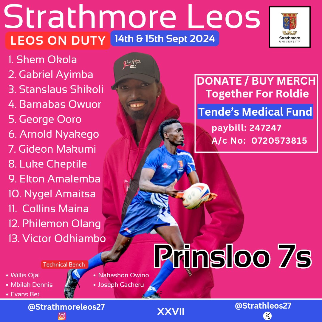 strathleos27's tweet photo. Leos on duty at the city of flamingos...
Together for @Roldiebolton 

#RugbyKE #XXVII #ForRoldie https://t.co/uDALGvXKG8