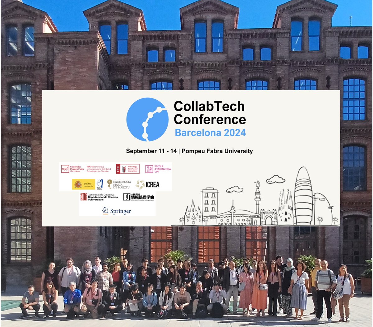 #CollabTech24 group picture at Campus Poblenou of <a href="/UPFBarcelona/">UPF Barcelona</a> <a href="/enginyeria_upf/">EnginyEria - UPF</a>