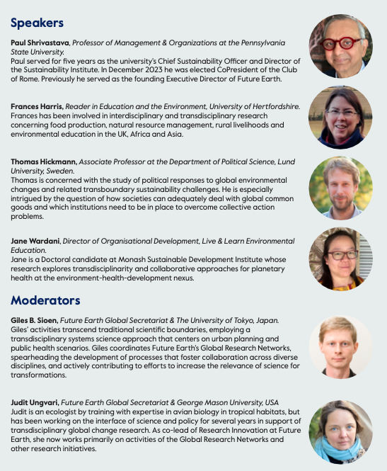 CambUP_GSus's tweet photo. Mark your calendars for "Charting the Course for the Next Decade of #SustainabilityResearch &amp; Innovation"!
📅 01 Oct | 13:00-14:00 BST | Zoom

🔊 Paul Shrivastava, Frances Harris, Thomas Hickmann, Jane Wardani
🎤 Moderators: @Giles_SB  &amp; @jungvari
🔗 https://t.co/Dibf3L0oDL https://t.co/bwsX7khSpR