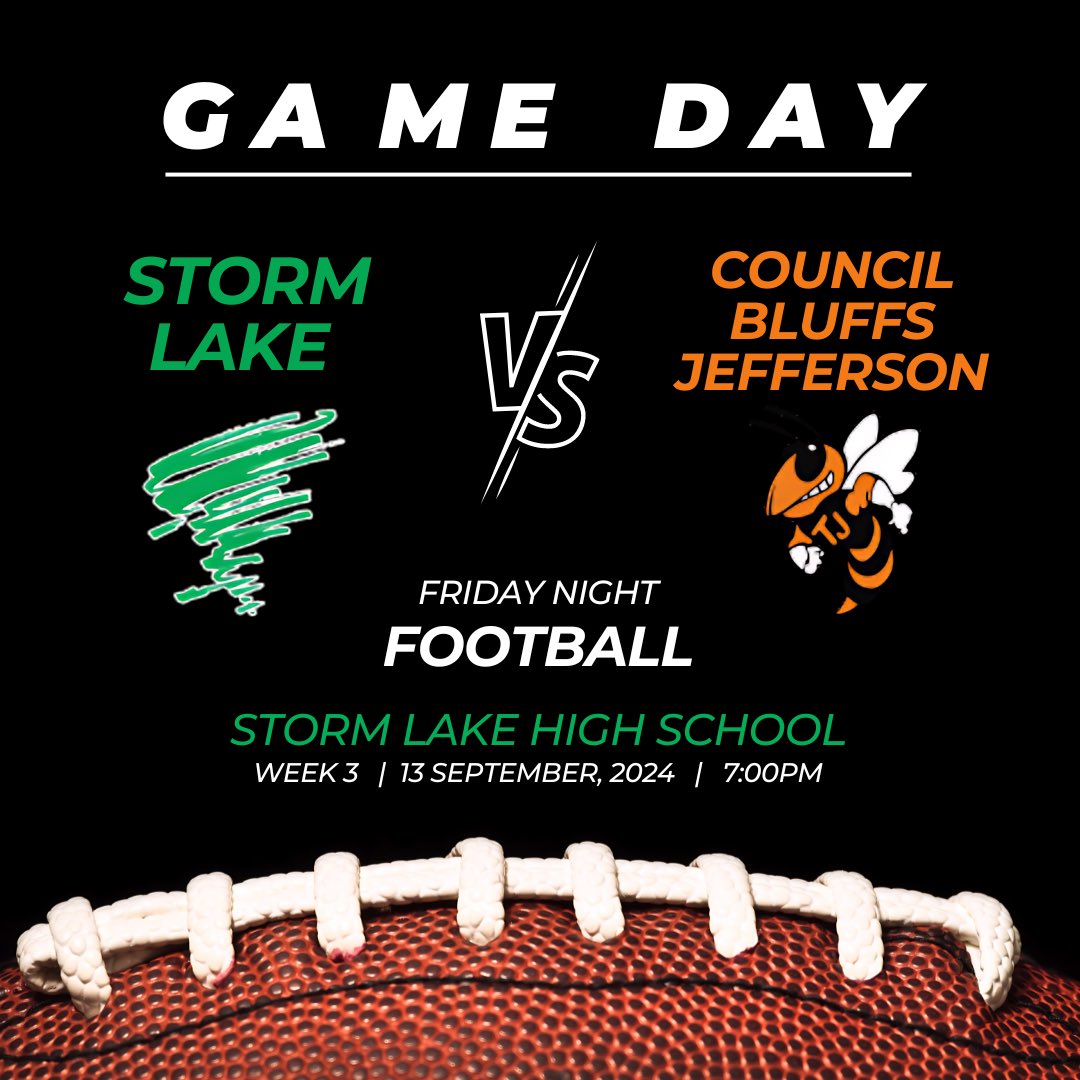 It’s Game Day!  Come support the Tornado Football team as we take on Council Bluffs TJ at home.  #STA #GoBigGreen