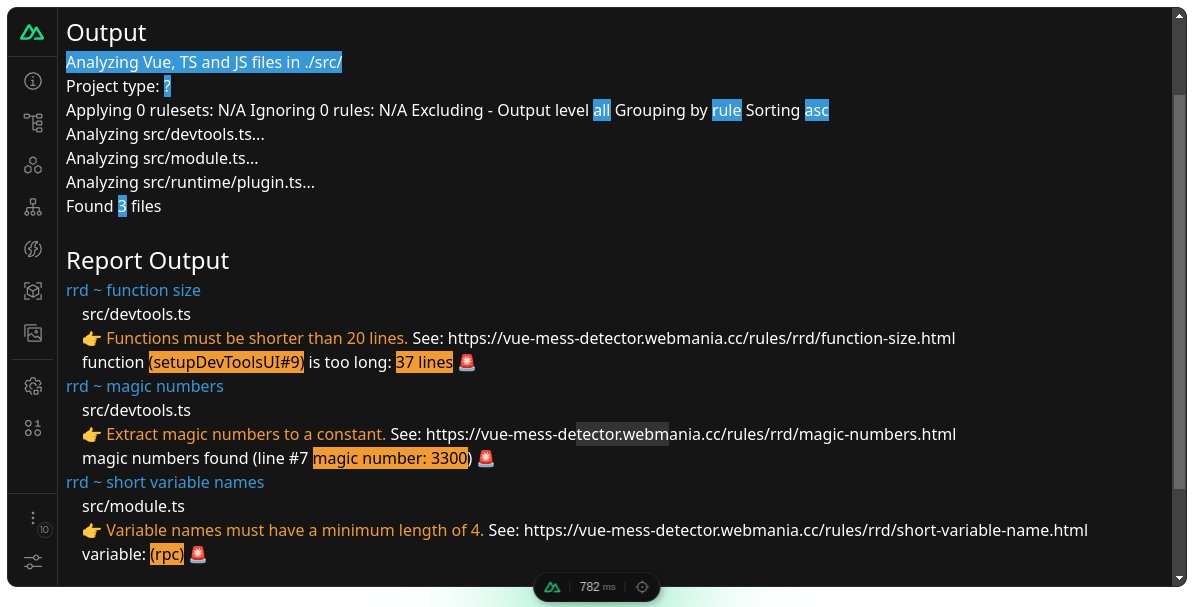 radharadhya's tweet image. Exciting news! We’re hard at work integrating Vue Mess Detector into Nuxt Devtools. Get ready for a smoother, more efficient development experience. Stay tuned for updates! #VueJS #NuxtJS #VueMessDetector #DevTools