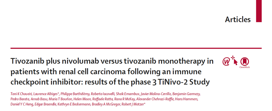 Toni Choueiri, MD (@drchoueiri) on Twitter photo 1/ Results from #TiNivo2 are out both @myEsmo #ESMO24 and <a href="/TheLancet/">The Lancet</a>! Another phase 3 trial to assess the efficacy of immunotherapy rechallenge, comparing tivozanib + nivolumab vs. tivozanib monotherapy in patients w/ #RCC following an immune checkpoint inhibitor (ICI). 1/ Results from #TiNivo2 are out both @myEsmo #ESMO24 and <a href="/TheLancet/">The Lancet</a>! Another phase 3 trial to assess the efficacy of immunotherapy rechallenge, comparing tivozanib + nivolumab vs. tivozanib monotherapy in patients w/ #RCC following an immune checkpoint inhibitor (ICI).