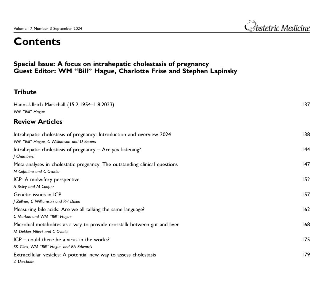 September issue online!

Special issue on Intrahepatic Cholestasis of Pregnancy 
A tribute to Hanns-Ulrich Marschall
(Guest Editor Dr. W.M. “Bill” Hague)

journals.sagepub.com/toc/OBM/current