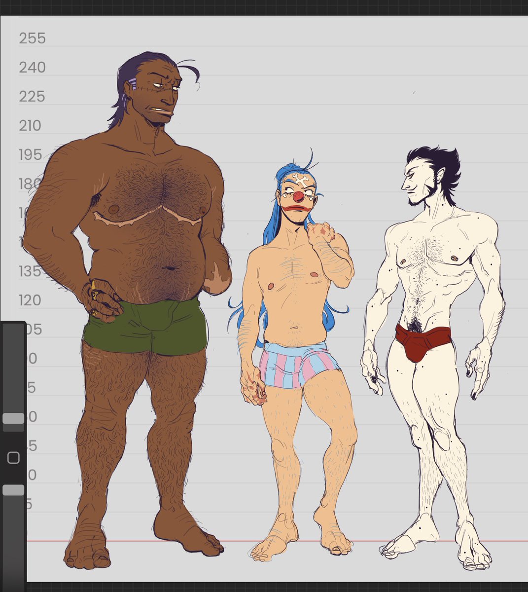 Citromiel's tweet image. Bodytypes and some headcanons 🐊🎪🦅