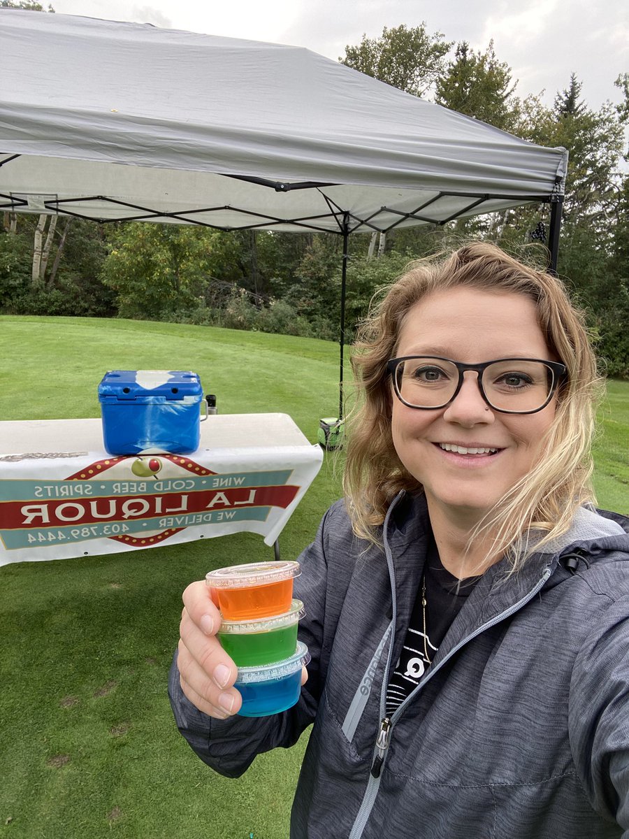 It’s looking like a beautiful day for some golf at <a href="/GolfLacombe/">Lacombe Golf & Country Club</a> for the <a href="/blindmanbrewery/">Blindman Brewing</a> Master of the Links Tournament in support of <a href="/LacombeFCSS/">Lacombe FCSS</a> and Team Jigger 

We’re here with a cooler full of <a href="/TRexDistillery/">T-Rex Distillery</a> Jell-O shots, looking forward to seeing familiar faces today!