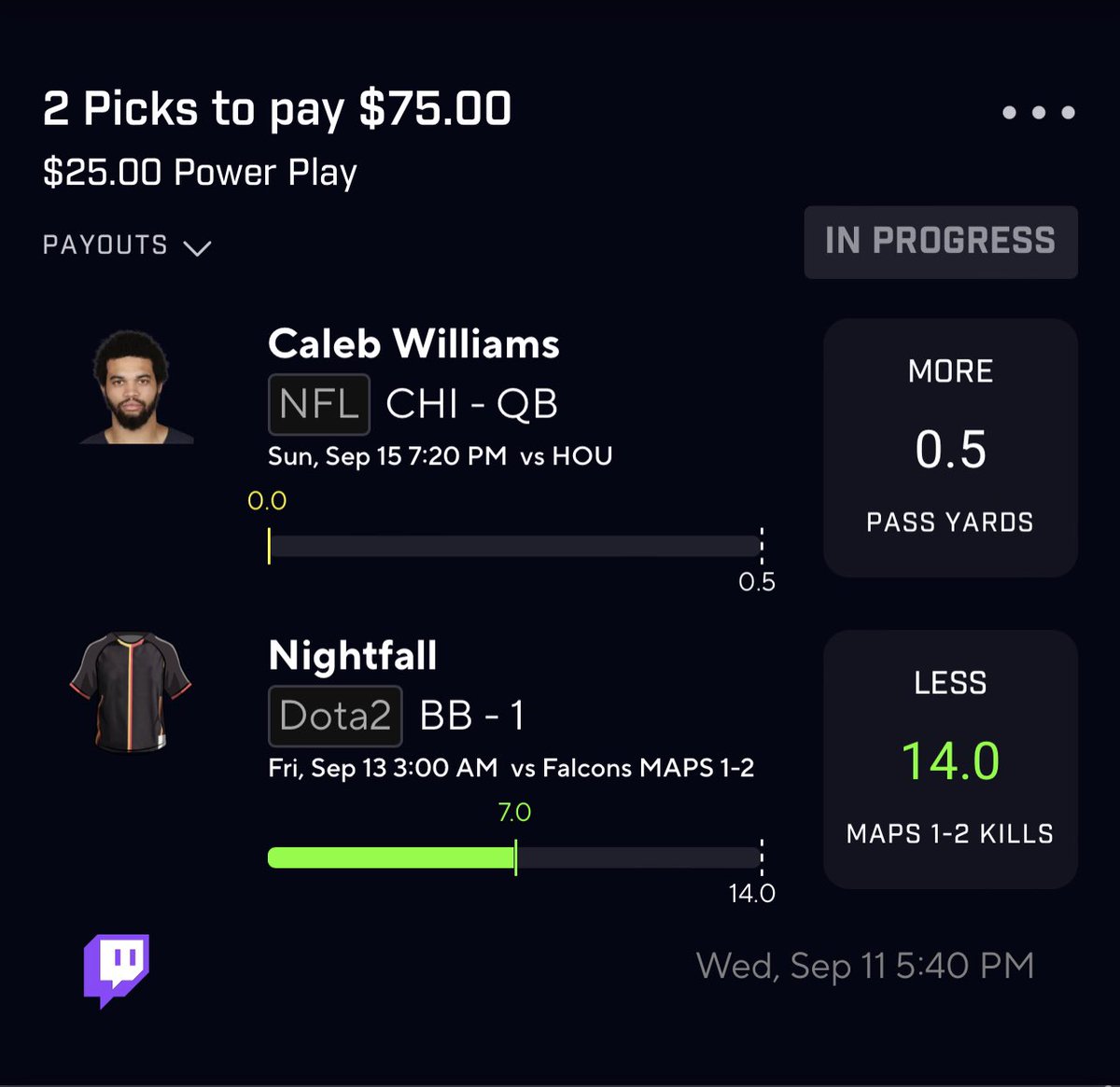 stonybets's tweet photo. Giving away $25 to two people who like/rtwt this ⬇️

CASHED both Dota Promo slips ✅ dropped for FREE in the discord

+$110 Profit 💵 

Tap in, FREE link in bio!
#GamblingTwitter #GamblingX https://t.co/LL14FBkHcK