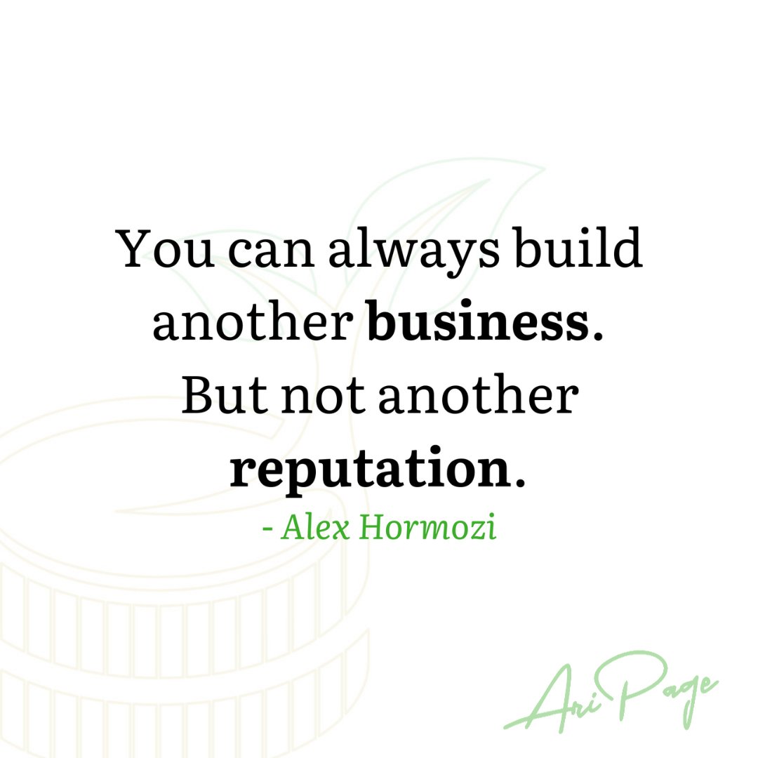 AriPage's tweet image. Protect your integrity, lead with honesty, and let your reputation be the foundation of your success. 💼✨ 

#EntrepreneurMindset #IntegrityMatters #ReputationIsEverything #AlexHormozi