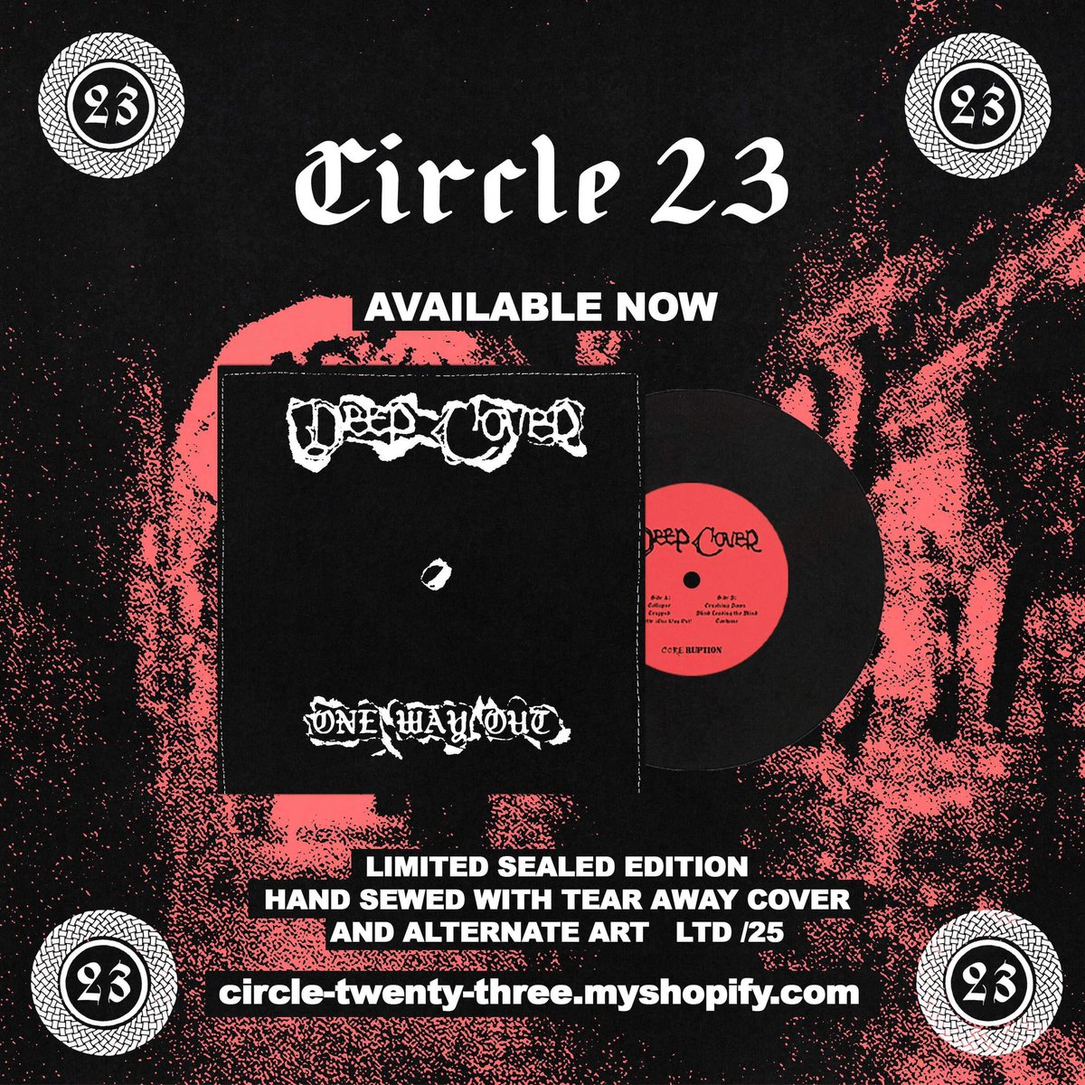 Deep Cover just dropped our latest 7” EP ‘One Way Out’ via <a href="/CoreruptionRecs/">Coreruption Records</a>. Limited edition variant available at circletwentythree .com. S/O <a href="/fauxhetero/">ceo of Weed™️ 📈</a> for recording and making my beat up ass drum set sound cool 

FFO: Hardcore that is not metalcore or Death Metal