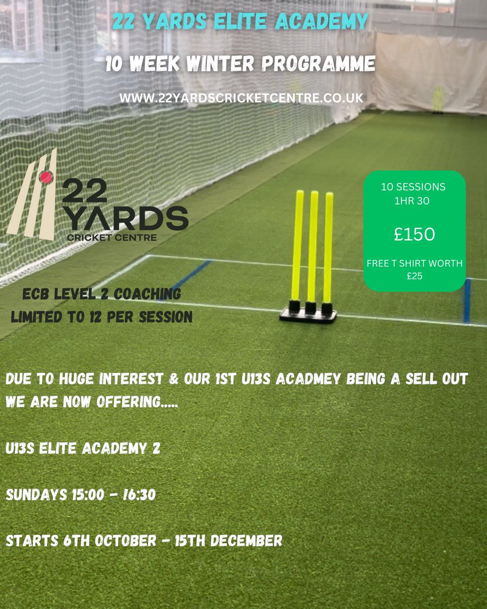 With the U13s elite academy selling out almost instantly &amp; with much more interest we are delighted to announce a second U13s Elite academy! Book on our website now, it’s selling quickly already!!