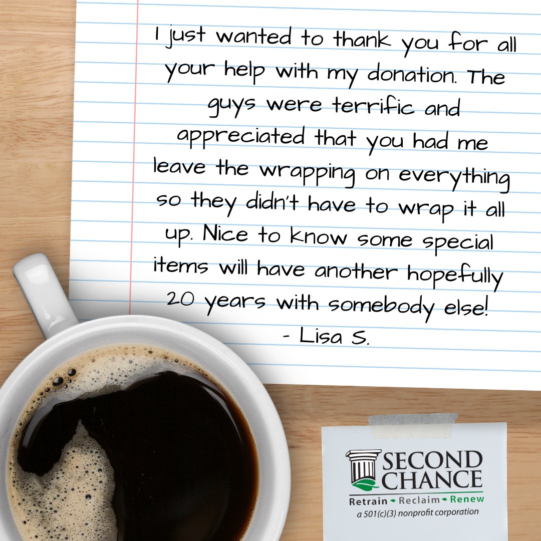 Our team is ready to help you put your gently-loved items to benefit a good cause. Learn what we accept and how you can donate today: secondchanceinc.org/ways-to-give/d…