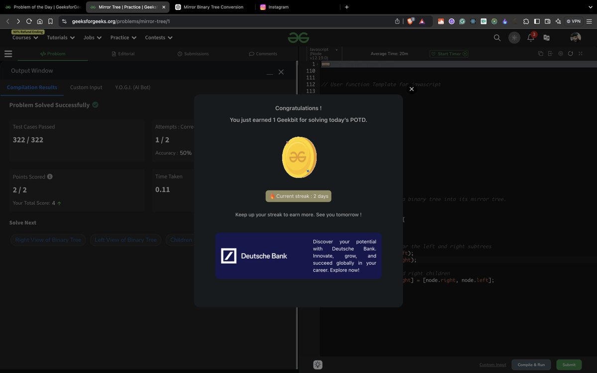 MaxWithBug's tweet image. Day 2  TY
@geeksforgeeks
@DeutscheBank
#geekstreak2024  #DeutscheBank