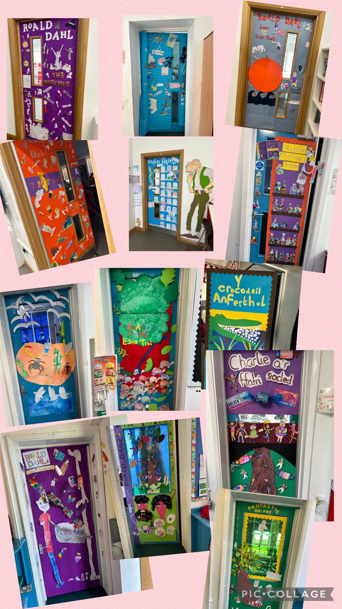 Dathlu #RoaldDahlDay ar draws yr ysgol drwy addurno drysau ein dosbarthiadau. Ymdrech arbennig gan bawb! Celebrating #RoaldDahlDay by decorating our classroom doors 📚