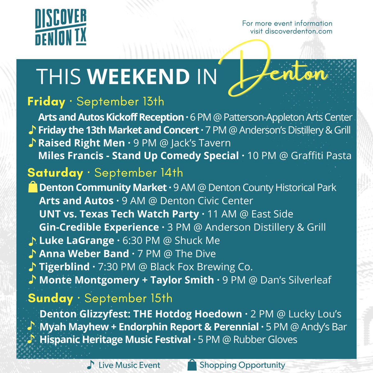 The sun is shining, The Square is open, and it's the perfect weekend to get out and explore Denton! 

Swipe ➡️ for events happening around town.