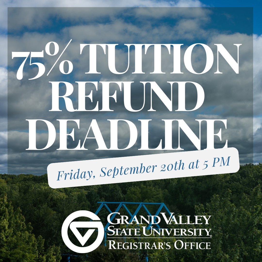 Same rule as the 100% refund deadline: you won't receive a refund if you withdraw from a class but are still enrolled in 12-15 credits. You'll also receive a "W" grade on your transcript (but don't worry, this isn't used to calculate your GPA)
 
#GVSU #GVReg