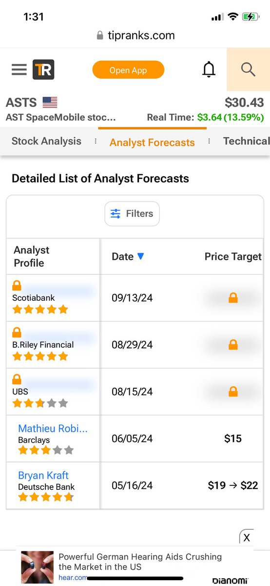 edf_ILM's tweet photo. $ASTS 
Anyone have access to tipranks? Scotiabank looks to have a change https://t.co/ZPLao3HeEc