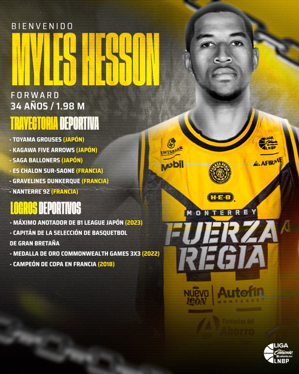 ¡Bienvenido, Myles Hesson! 🔥⚔️

Directo desde 🇬🇧 llega a la Sultana para reforzar al más campeón de México. ¡Venga Myles! Juntos sigamos escribiendo la historia… 

#Dina5tía