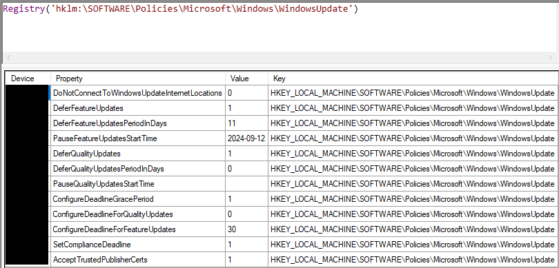 rgsteele's tweet photo. @ariaupdated Is this what I should expect to see in HKLM\SOFTWARE\Policies\Microsoft\Windows\WindowsUpdate with the Expedited Update profile assigned? The support engineer seems to think these settings must be coming from a GPO. https://t.co/sRxMrwIVnt
