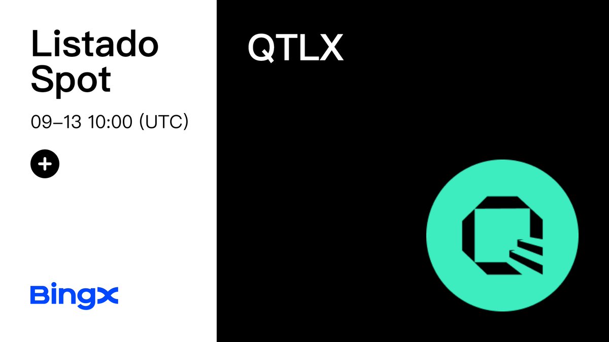 BingXLatino's tweet photo. ⚡ Hemos listado $QTLX en #BingX Spot.
📊 #Trading de #QTLX: https://t.co/qyWqoHkuif https://t.co/IWH9ZY149T