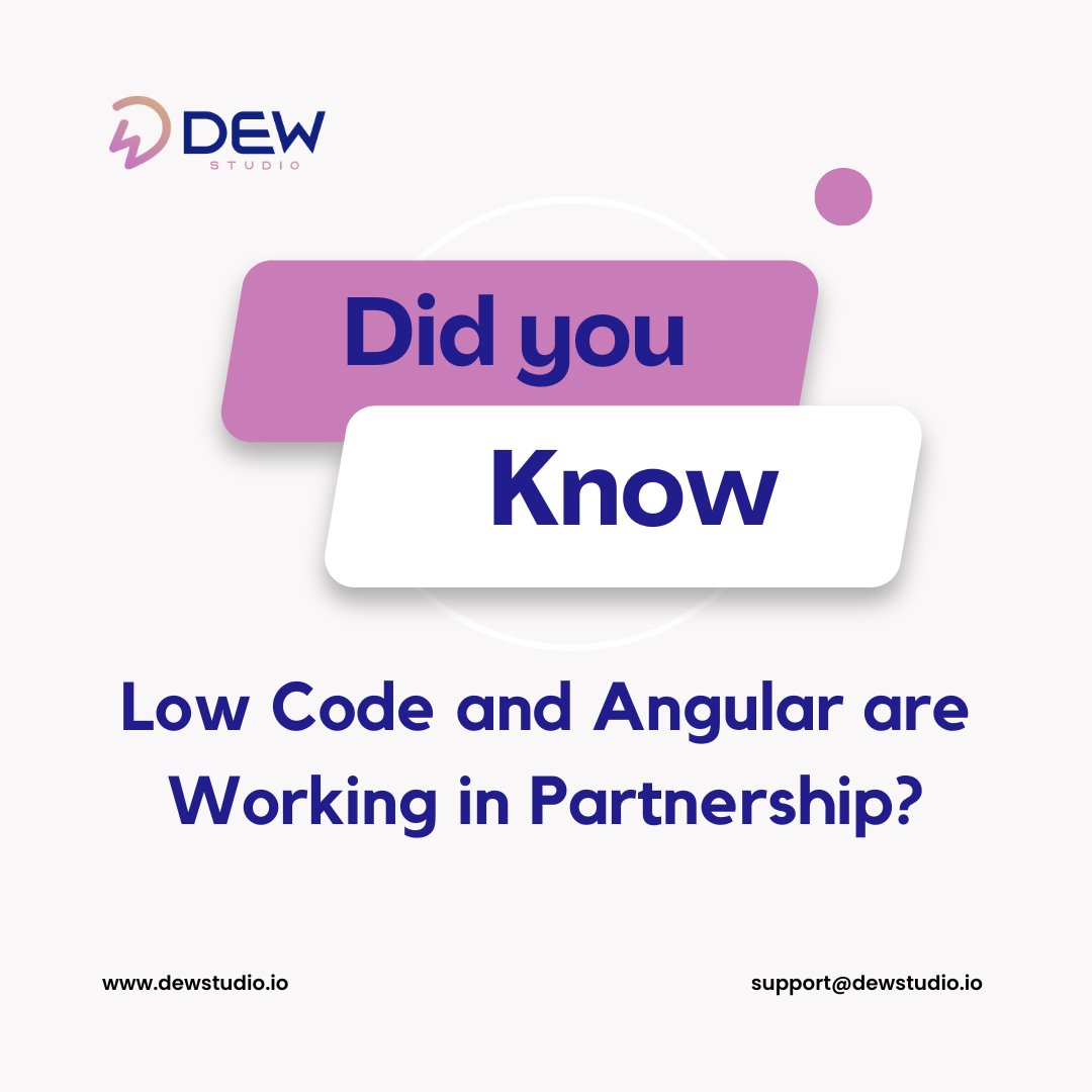 dewstudio_io's tweet image. Low-code development combined with Angular provides a number of benefits. What are they? Find it out visiting the link 
bit.ly/3Zg5Lin
#DEWStudio #lowcodeplatform #lowcodetool #lowcodesolution #lowcode #lowcodeappdevelopment #lowcodeappdevelopmentsolution #lowcodenocode