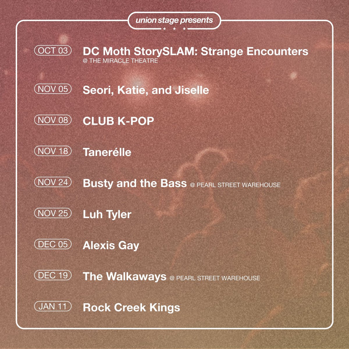 ✨ new shows on sale now ✨ 
tickets available at unionstage.com