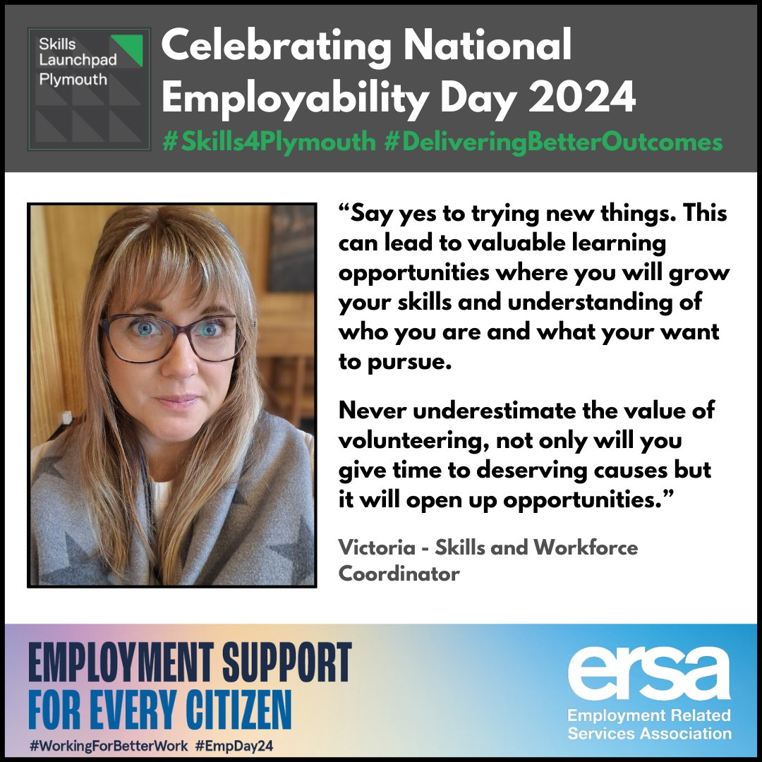PlymLaunchpad's tweet image. Here&apos;s Victoria with the last of our National Employability Day top tips.

Looking to upskill or retrain? Transitioning from university or HM Armed Services? Let&apos;s chat! There are great local opportunities!

#Skills4Plymouth #WorkingForBetterWork #EmpDay24
@Plymouth City Council