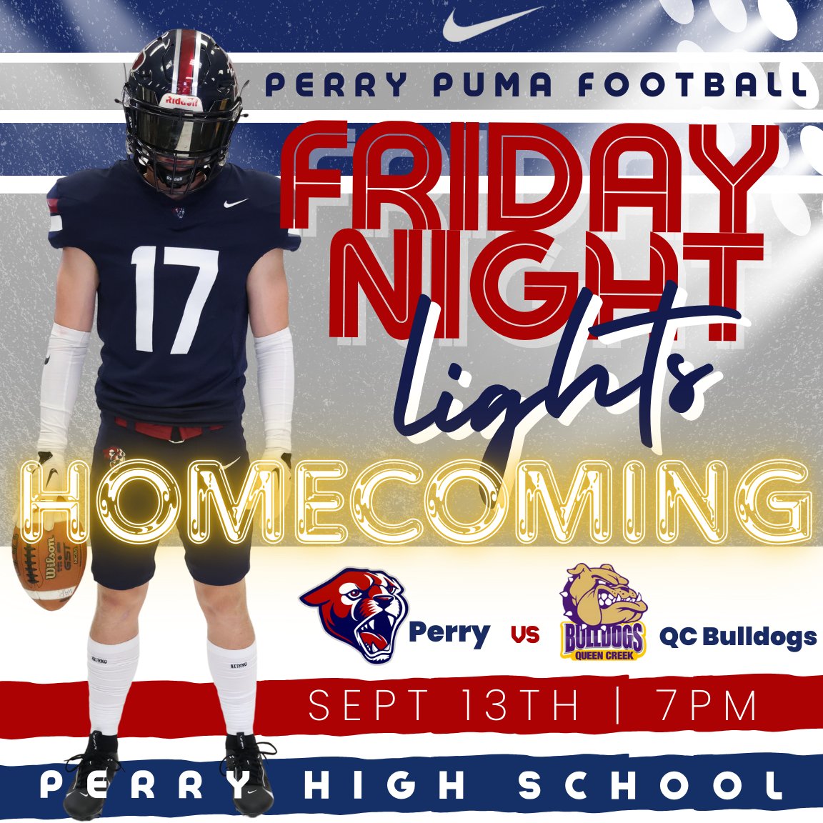 🏈 GAME DAY &amp; HOMECOMING WEEKEND🏈

It’s #HOCO and the Pumas are HOME!  
Join us as we cheer on the Perry Pumas as they take on the QC Bulldogs...Kickoff 7 PM!